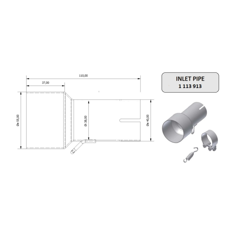 Tube de raccordement MIVV 55  38 mm