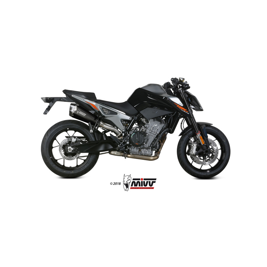 Silencieux MIVV Delta Race inox noir/casquette carbone KTM 790 Duke