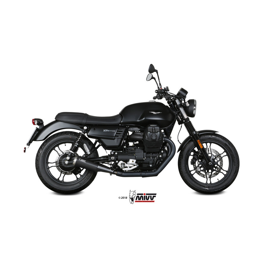Silencieux MIVV Ghibli inox noir/casquette inox Moto Guzzi V7 III
