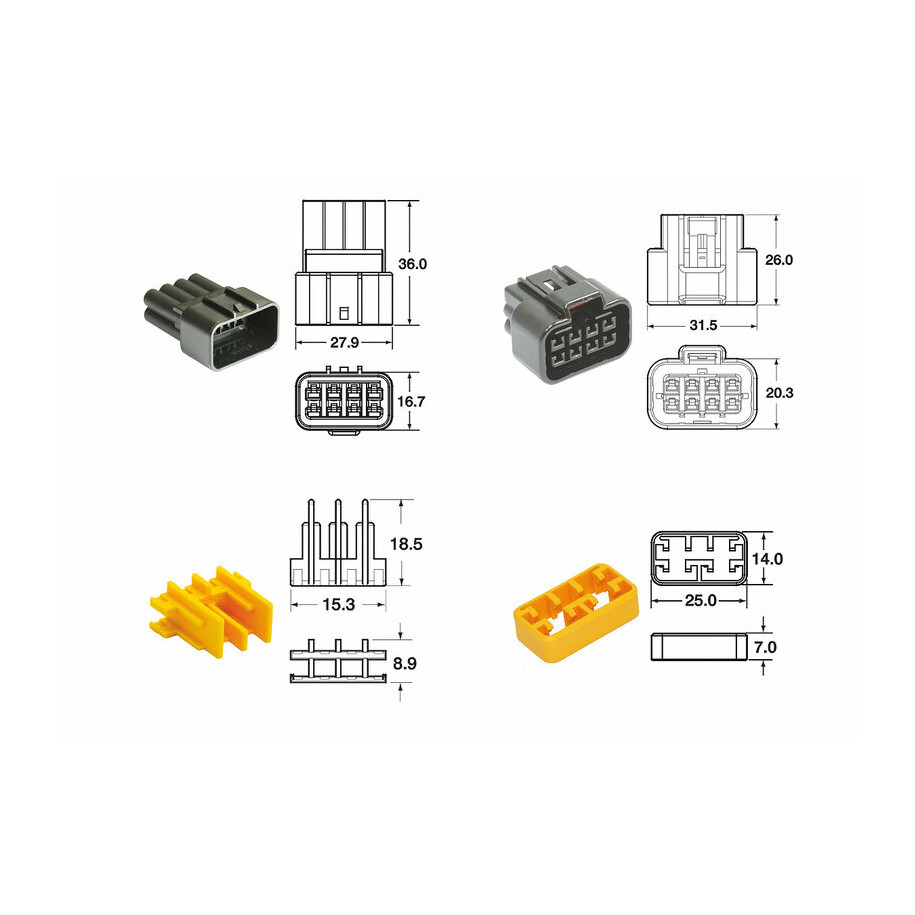 Jeu de connectiques 8 voies Série 090 FRKW BIHR type origine - 5 jeux complets