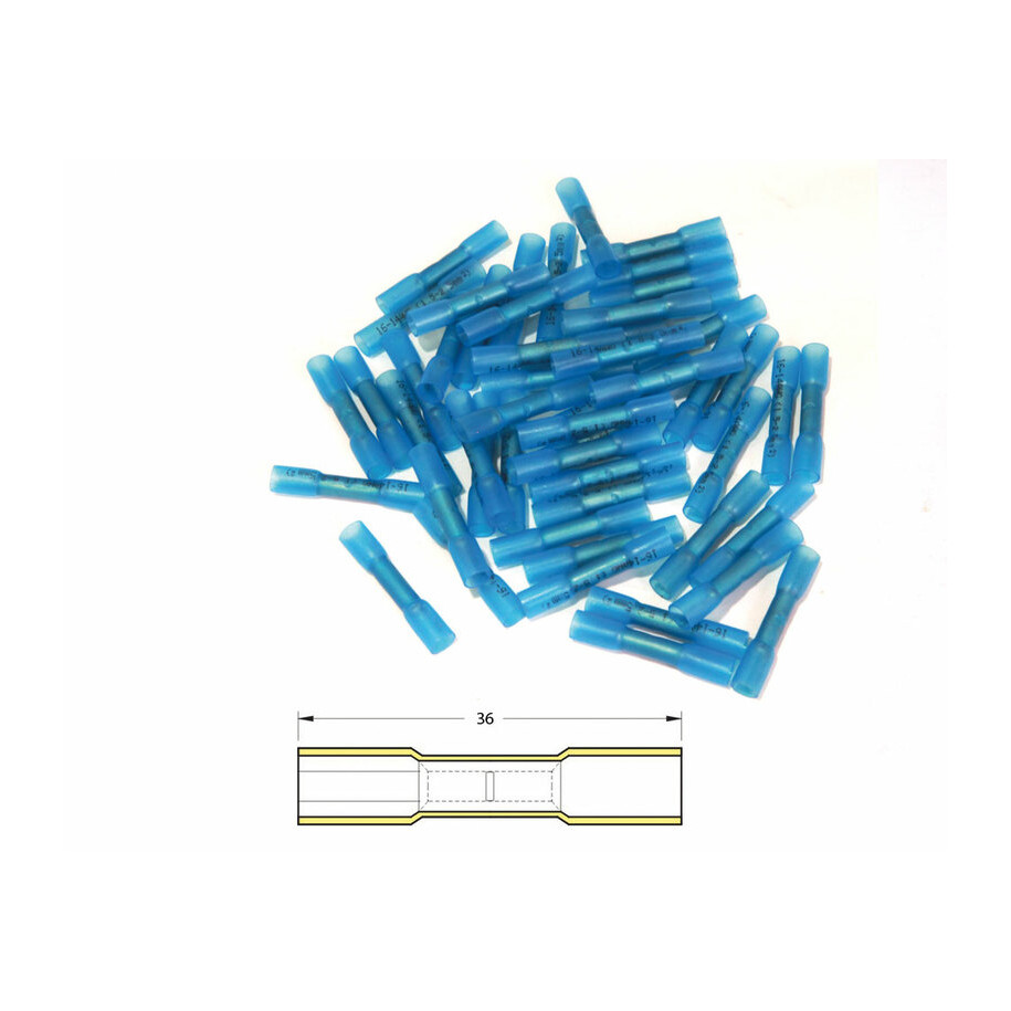 Bout à bout à sertir thermo-rétractable BIHR Ø1,5/2,5mm² - 50pcs transparent bleu