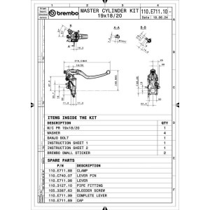 Maître-cylindre de frein BREMBO UPGRADE 19RCS Corsa Corta RR