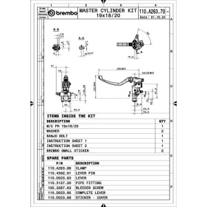 Maître-cylindre d'embrayage BREMBO UPGRADE 19RCS (corps forgé) 19x18-20