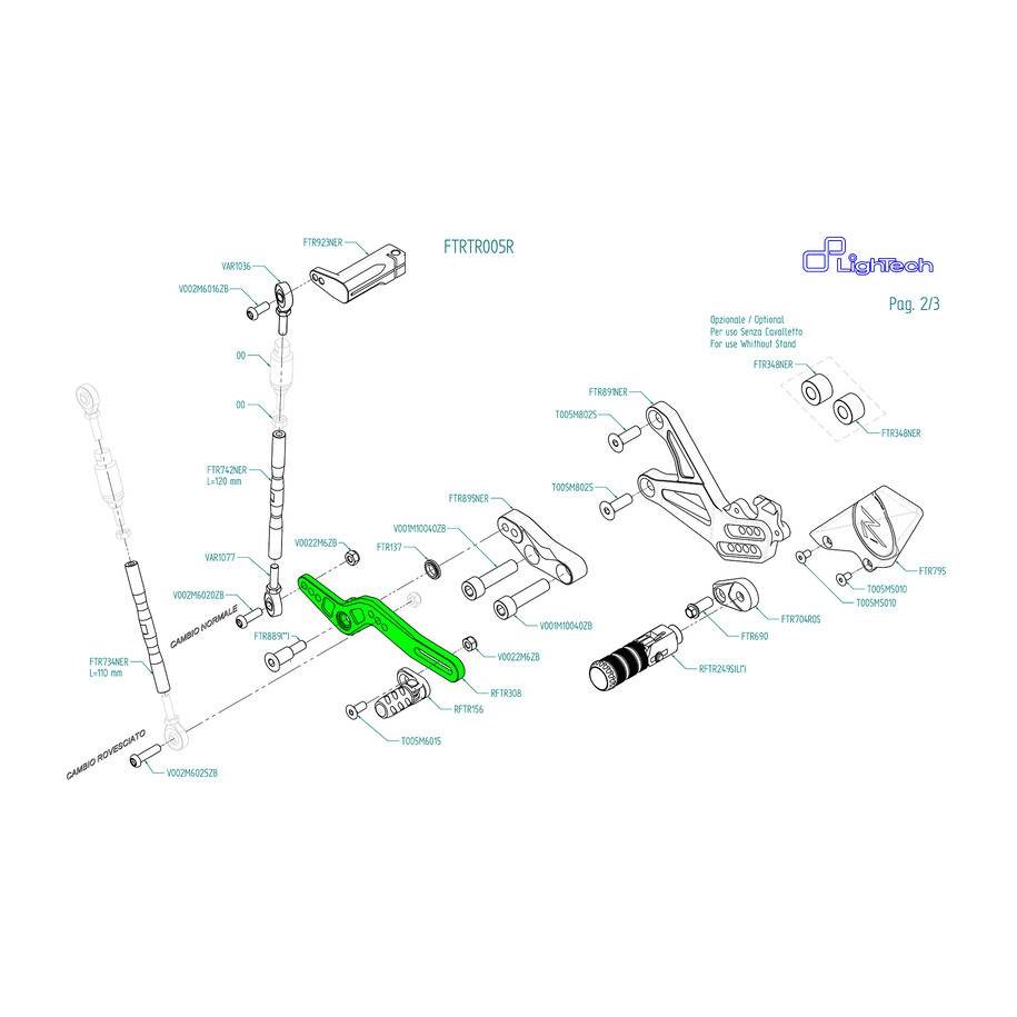 Ensemble de levier de vitesse LIGHTECH pour commande arrière