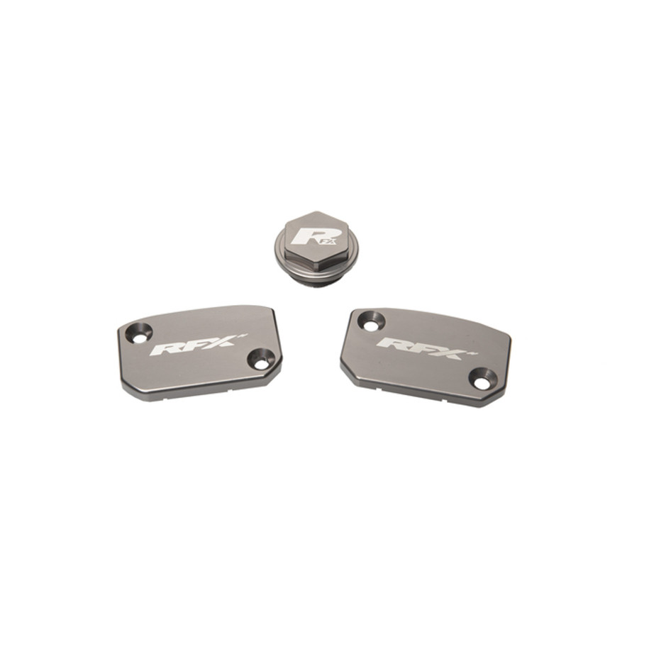 Jeu de bouchons de réservoir RFX Pro (Gris minéral) - KTM SX/SXF (Frein et embrayage Brembo)