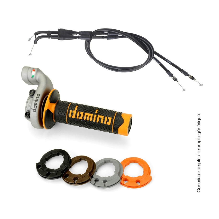 Kit poignées DOMINO KRK Evo avec câbles revêtements rouge/noir