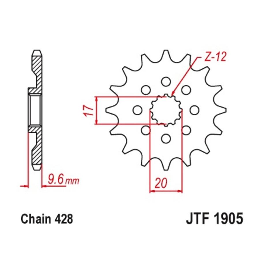 Pignon JT SPROCKETS acier standard 1905 - 428