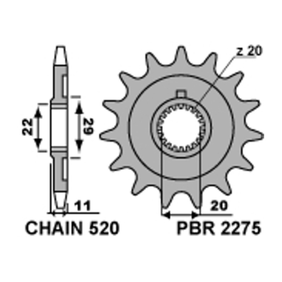 Pignon PBR acier standard 2275 - 520
