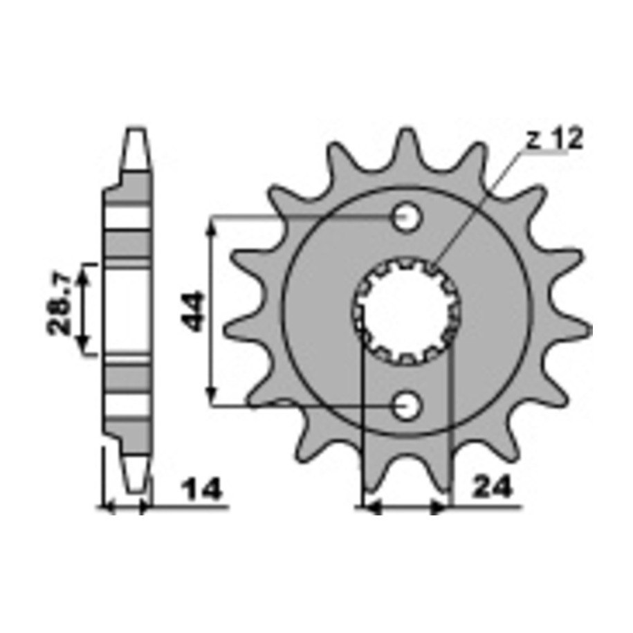 Pignon PBR acier standard 348 - 525