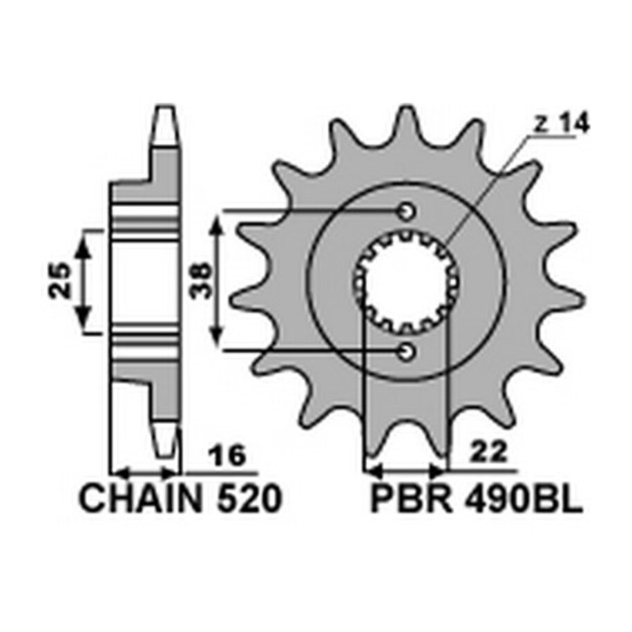 Pignon PBR acier standard 490BL - 520