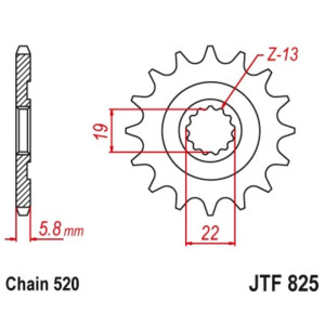 Pignon JT SPROCKETS acier anti-boue 825 - 520