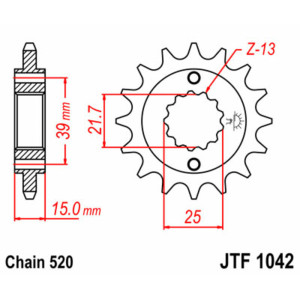 Pignon JT SPROCKETS acier standard 1042 - 520