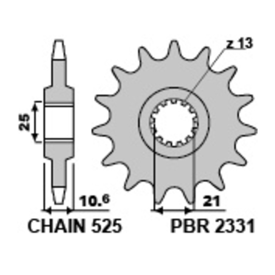 Pignon PBR acier standard 2331 - 525