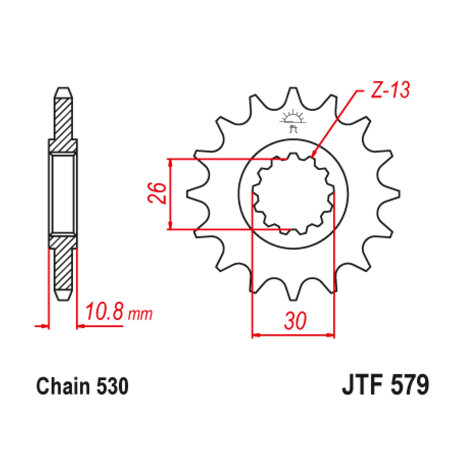 Pignon JT SPROCKETS acier anti-bruit 579 - 530