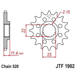 Pignon JT SPROCKETS acier anti-bruit 1902 - 520