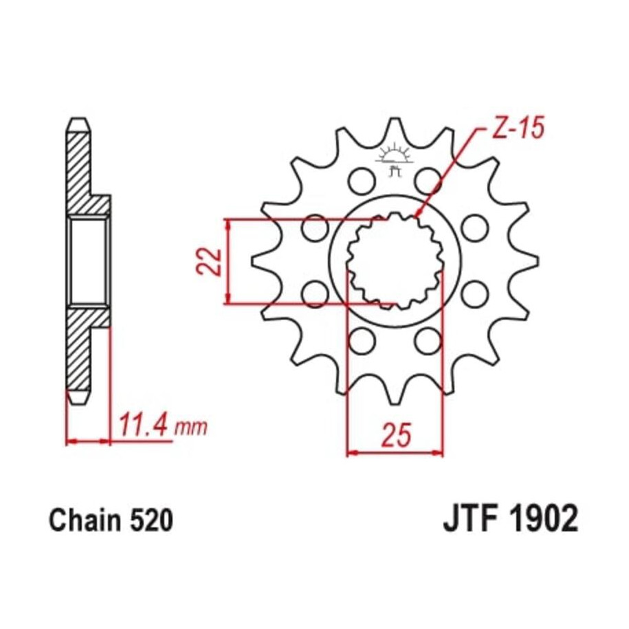 Pignon JT SPROCKETS acier anti-bruit 1902 - 520