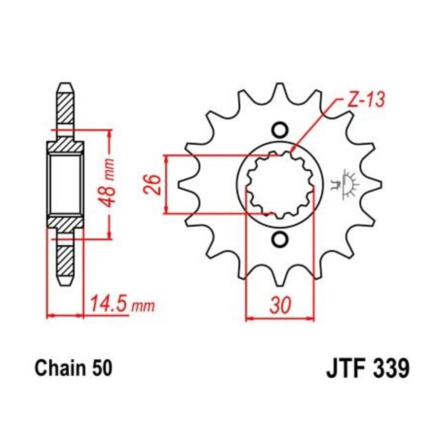 Pignon JT SPROCKETS acier anti-bruit 339 - 530