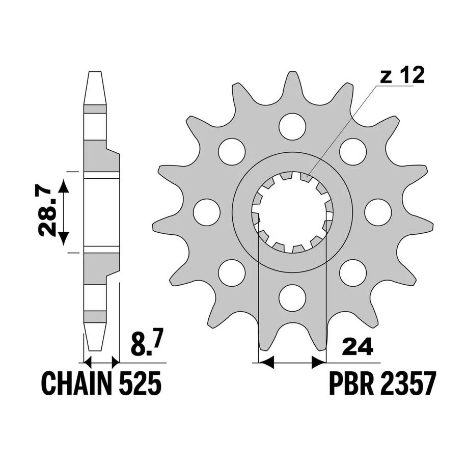 Pignon PBR acier standard 2357 - 525