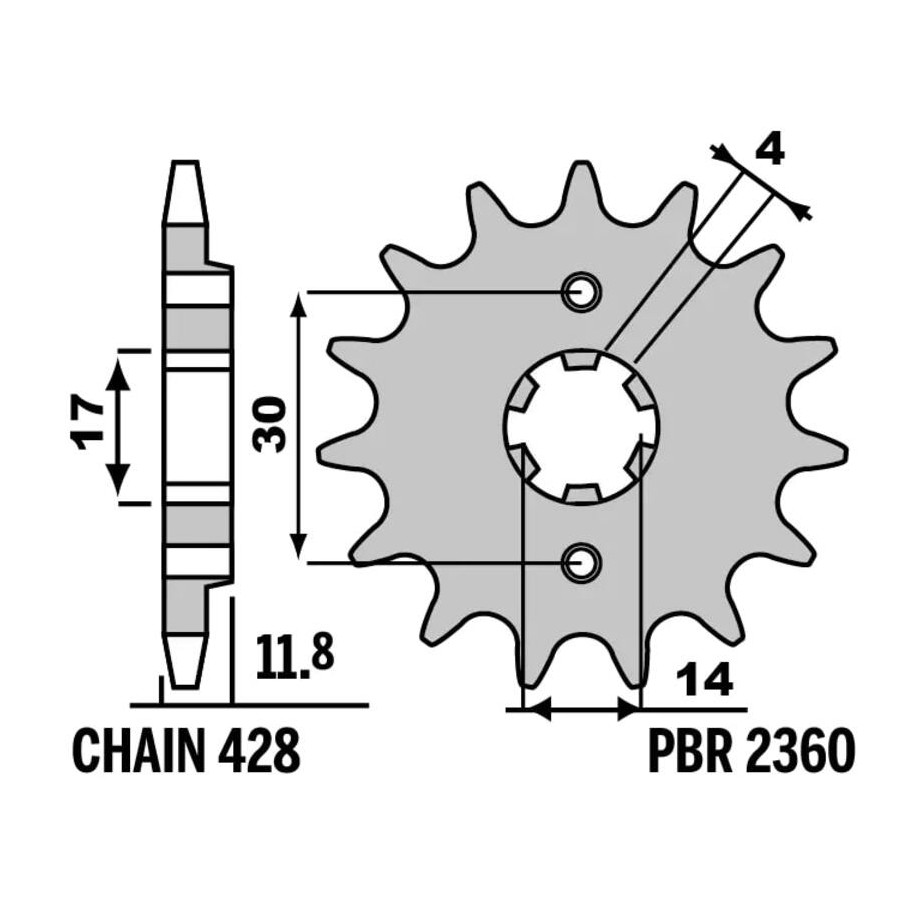 Pignon PBR acier standard 2360 - 428