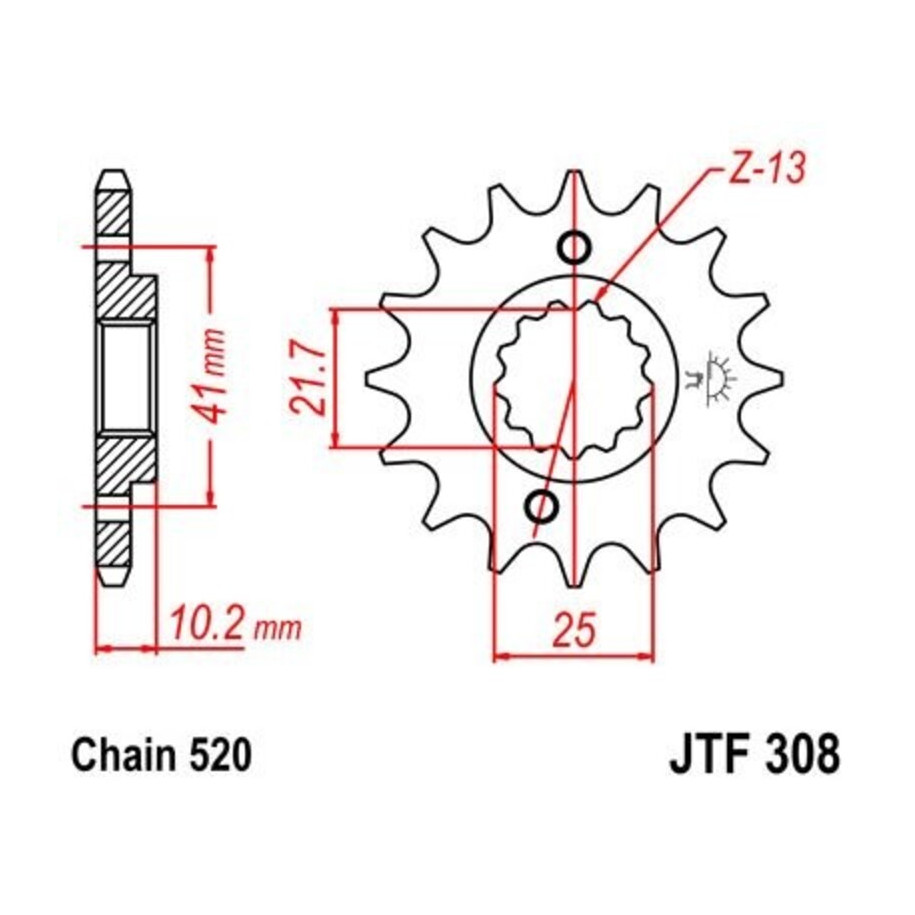 Pignon JT SPROCKETS acier anti-bruit 308 - 520