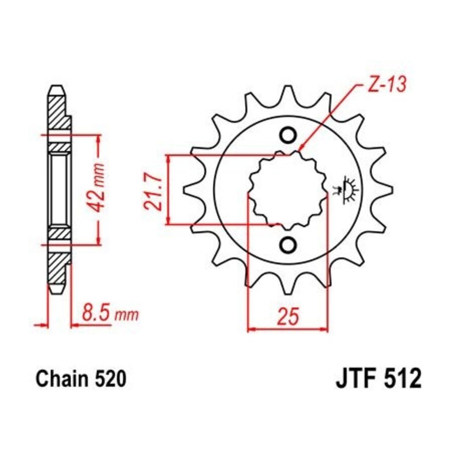 Pignon JT SPROCKETS acier anti-bruit 512 - 520