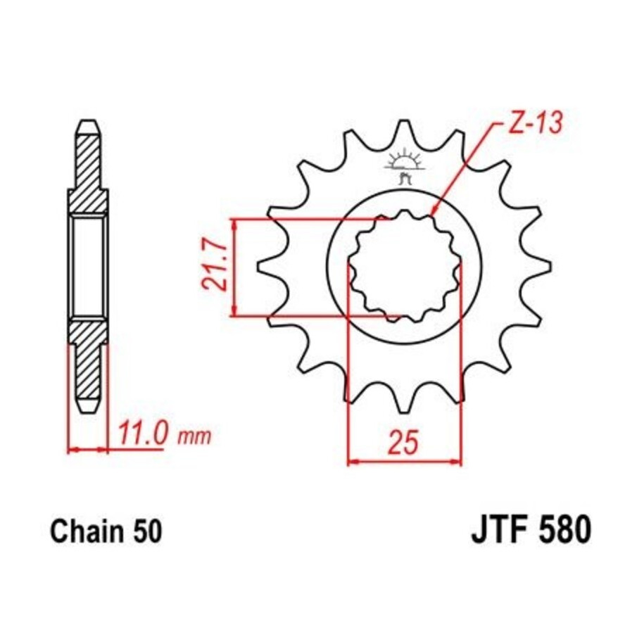 Pignon JT SPROCKETS acier anti-bruit 580 - 530