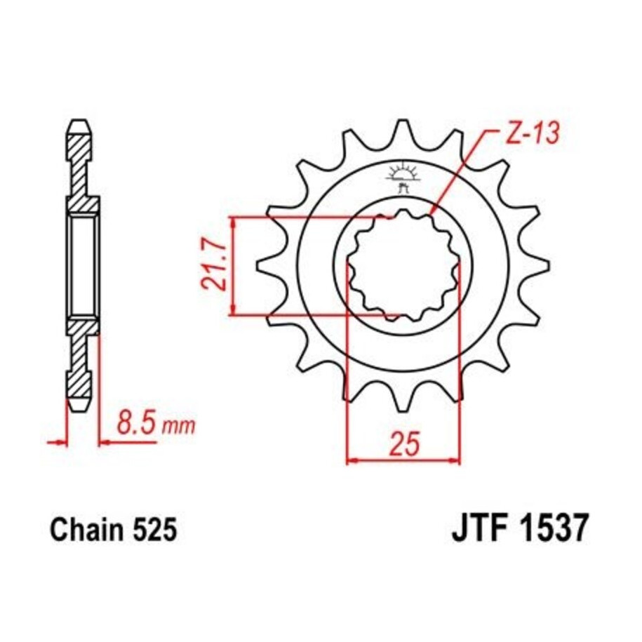 Pignon JT SPROCKETS acier anti-bruit 1537 - 525