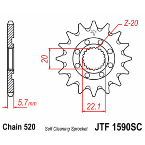 Pignon JT SPROCKETS acier anti-boue 1590 - 520