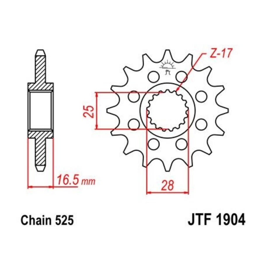 Pignon JT SPROCKETS acier anti-bruit 1904 - 525