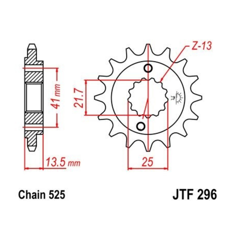 Pignon JT SPROCKETS acier anti-bruit 296 - 525