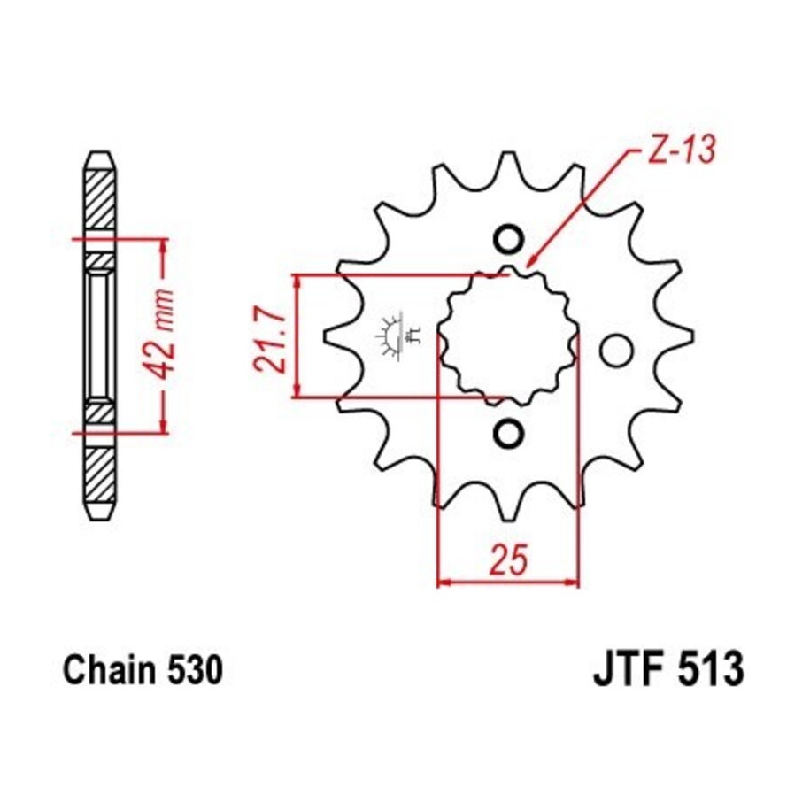 Pignon JT SPROCKETS acier anti-bruit 513 - 530