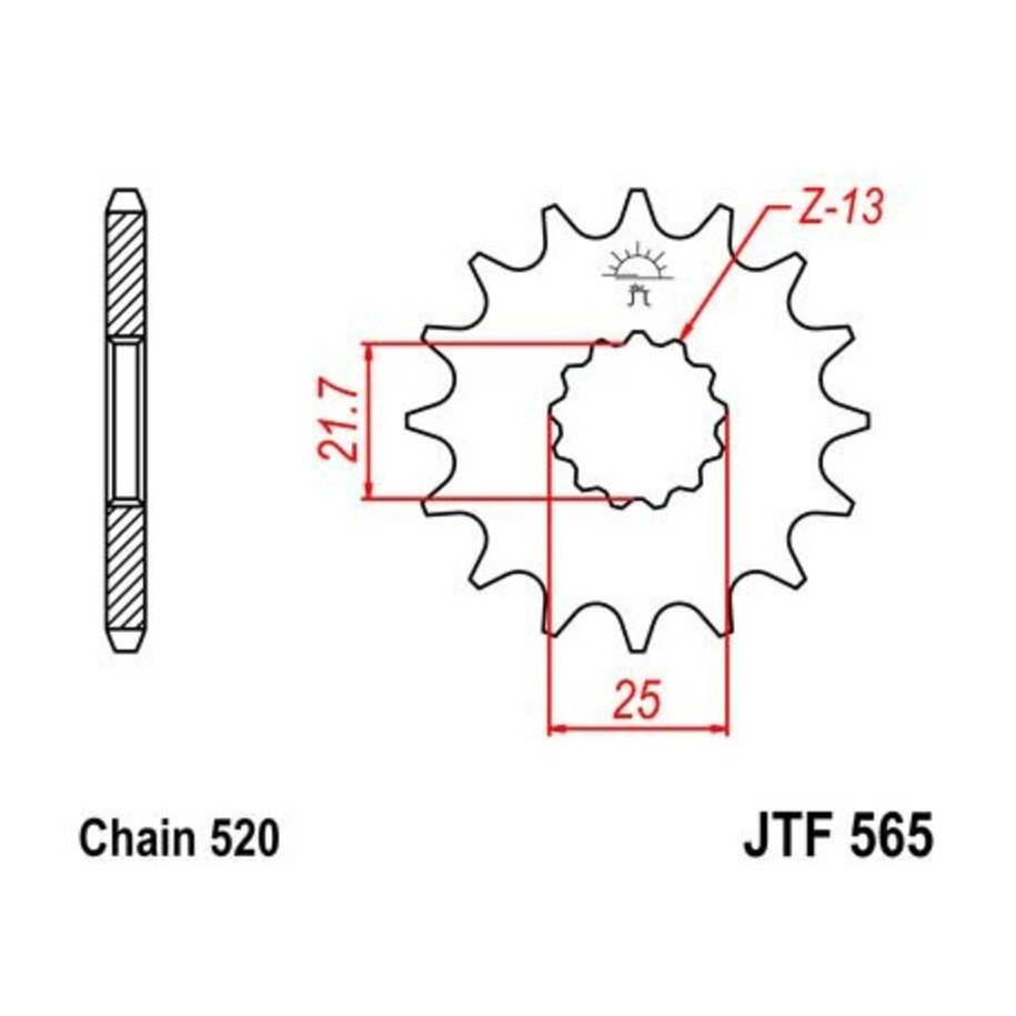 Pignon JT SPROCKETS acier anti-bruit 565 - 520