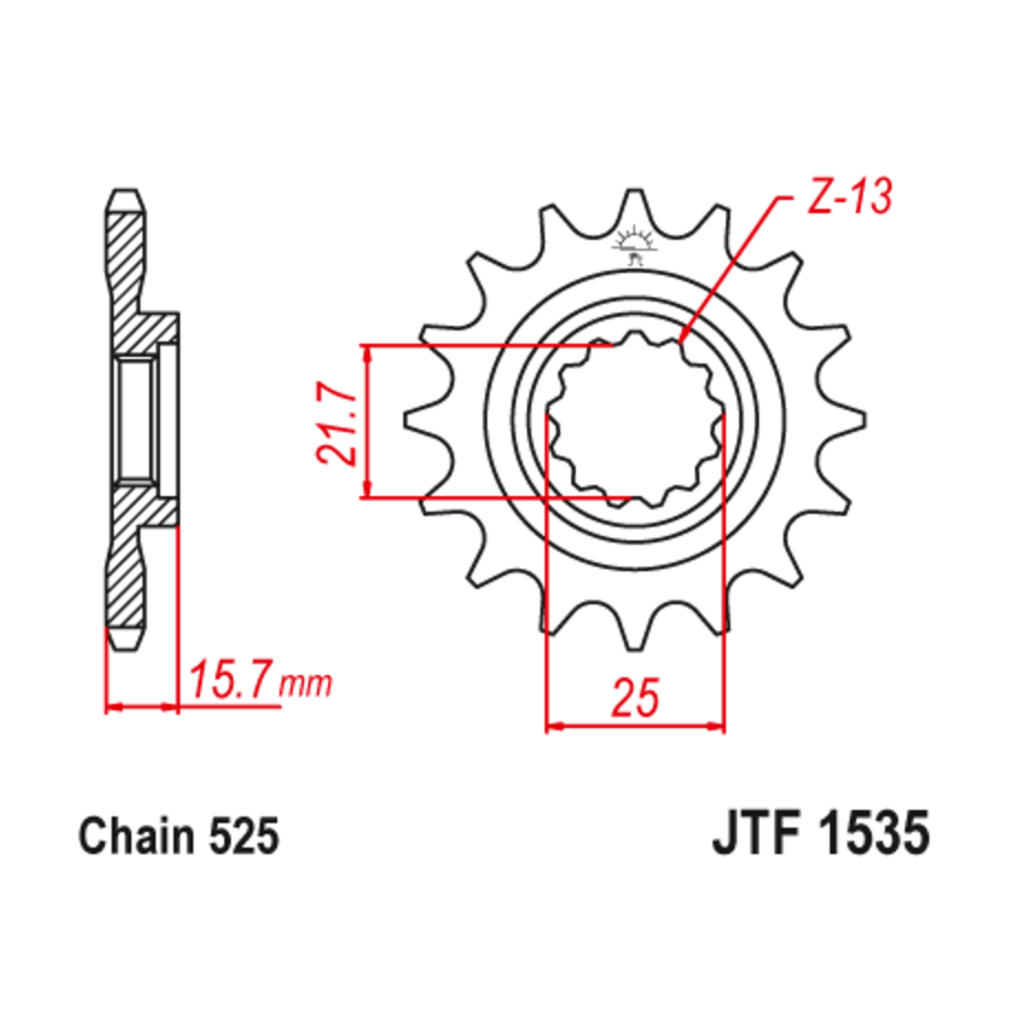 Pignon JT SPROCKETS acier anti-bruit 1535 - 525