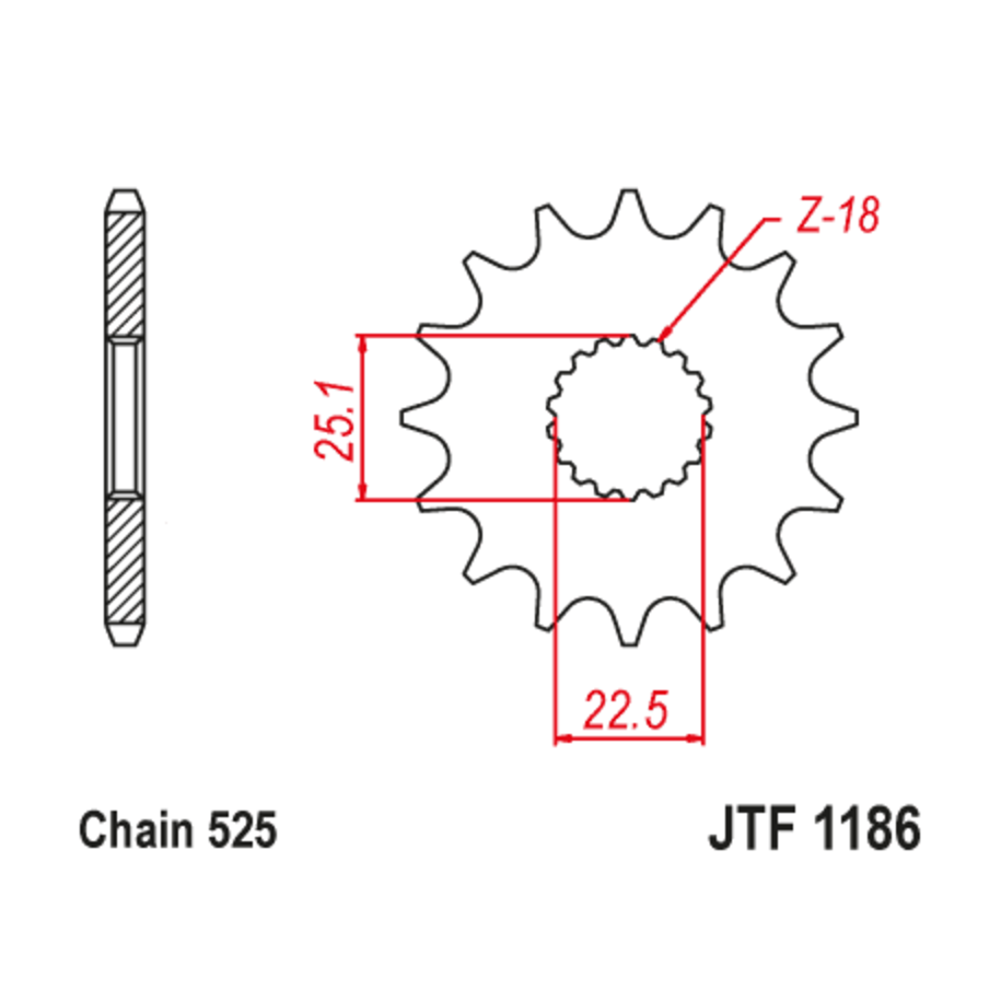 Pignon JT SPROCKETS acier anti-bruit 1186 - 525
