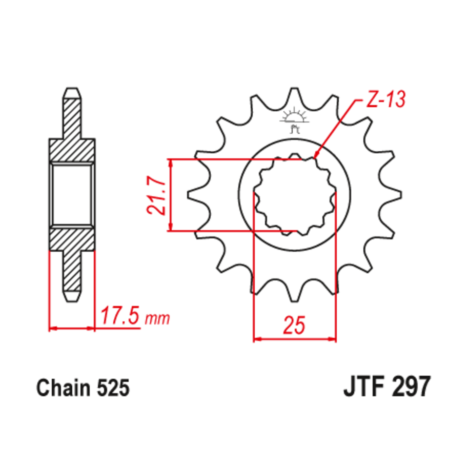 Pignon JT SPROCKETS acier anti-bruit 297 - 525