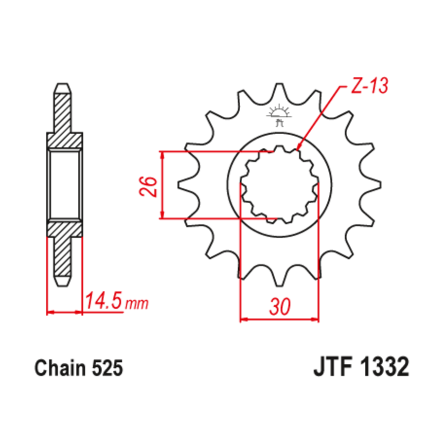 Pignon JT SPROCKETS acier anti-bruit 1332 - 525