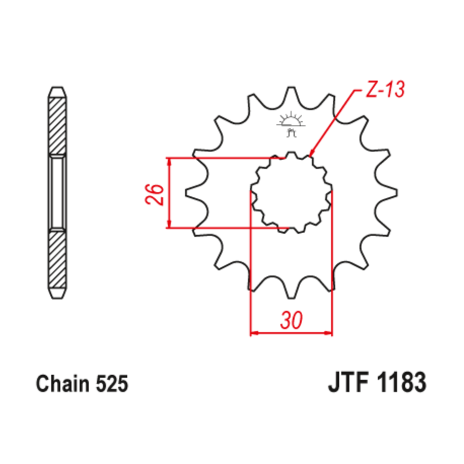 Pignon JT SPROCKETS acier anti-bruit 1183 - 525