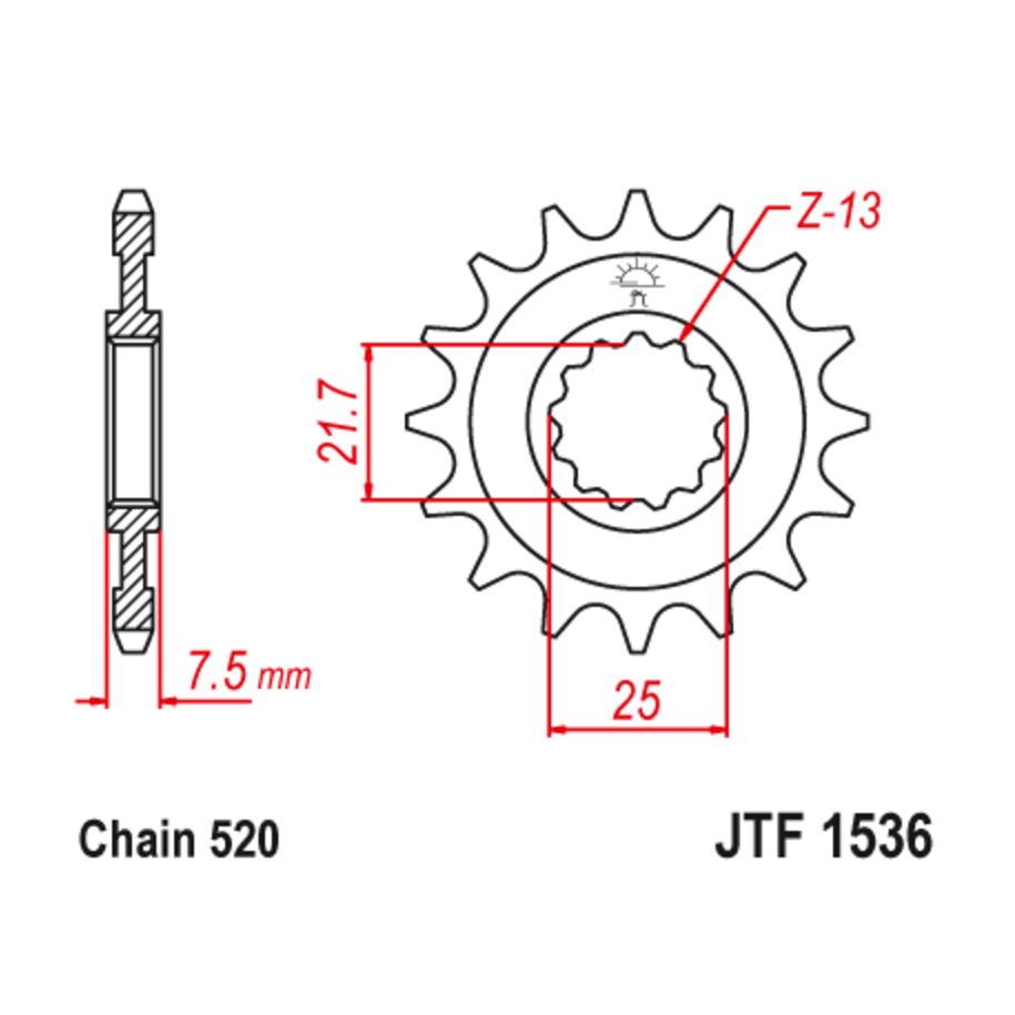 Pignon JT SPROCKETS acier anti-bruit 1536 - 520