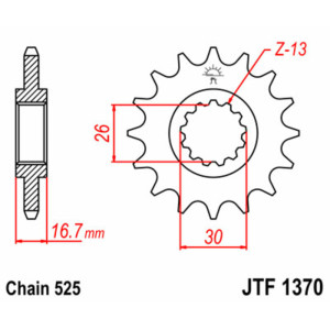 Pignon JT SPROCKETS acier standard 1370 - 525