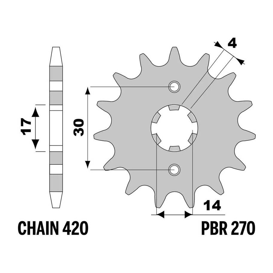 Pignon PBR acier standard 270 - 420