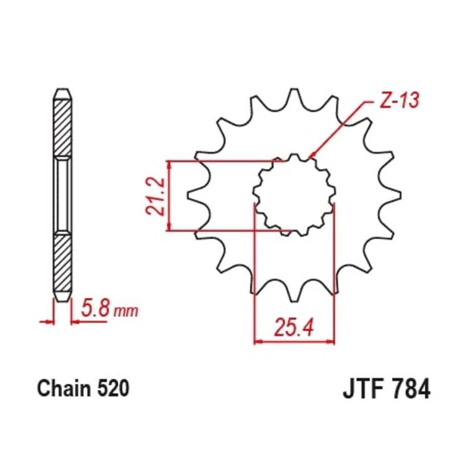 Pignon JT SPROCKETS acier anti-bruit 784 - 520