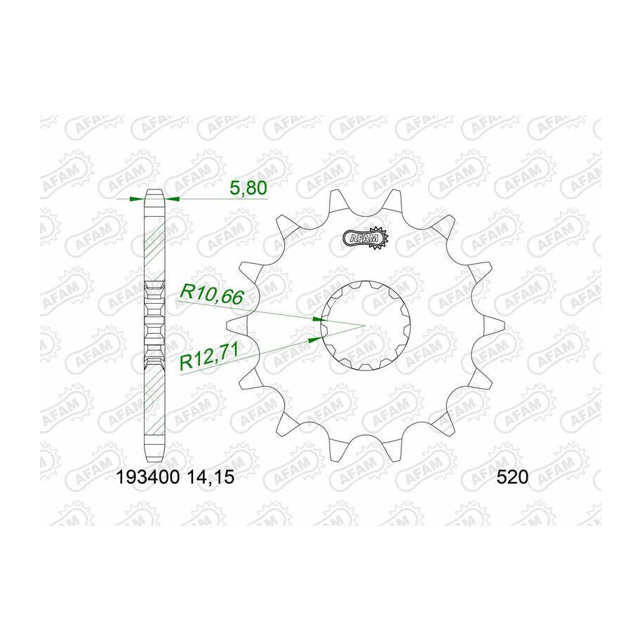 Pignon AFAM acier standard 193400 - 520