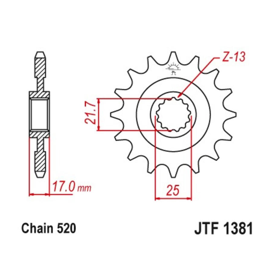 Pignon JT SPROCKETS acier anti-bruit 1381- 520