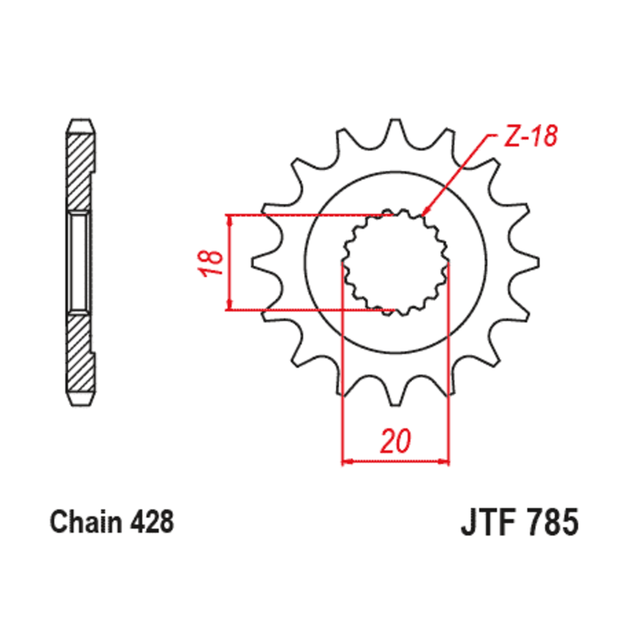 Pignon JT SPROCKETS acier standard 785 - 428