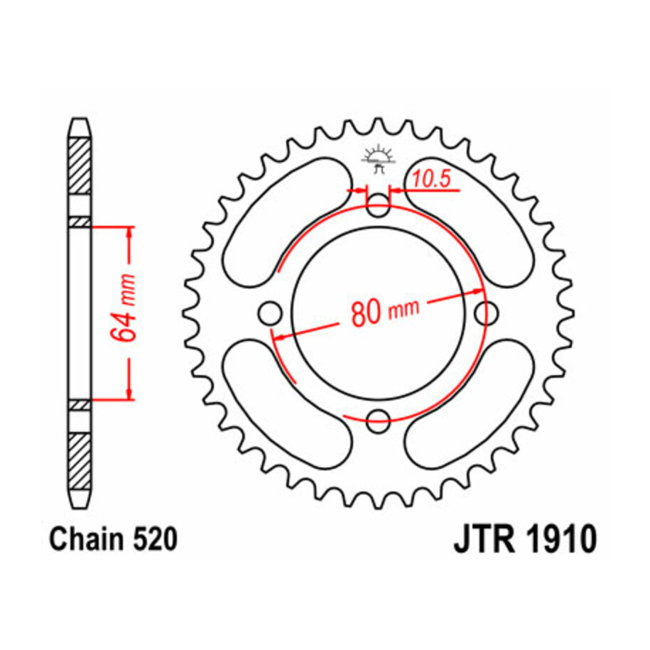 Couronne JT SPROCKETS acier standard 1910 - 520