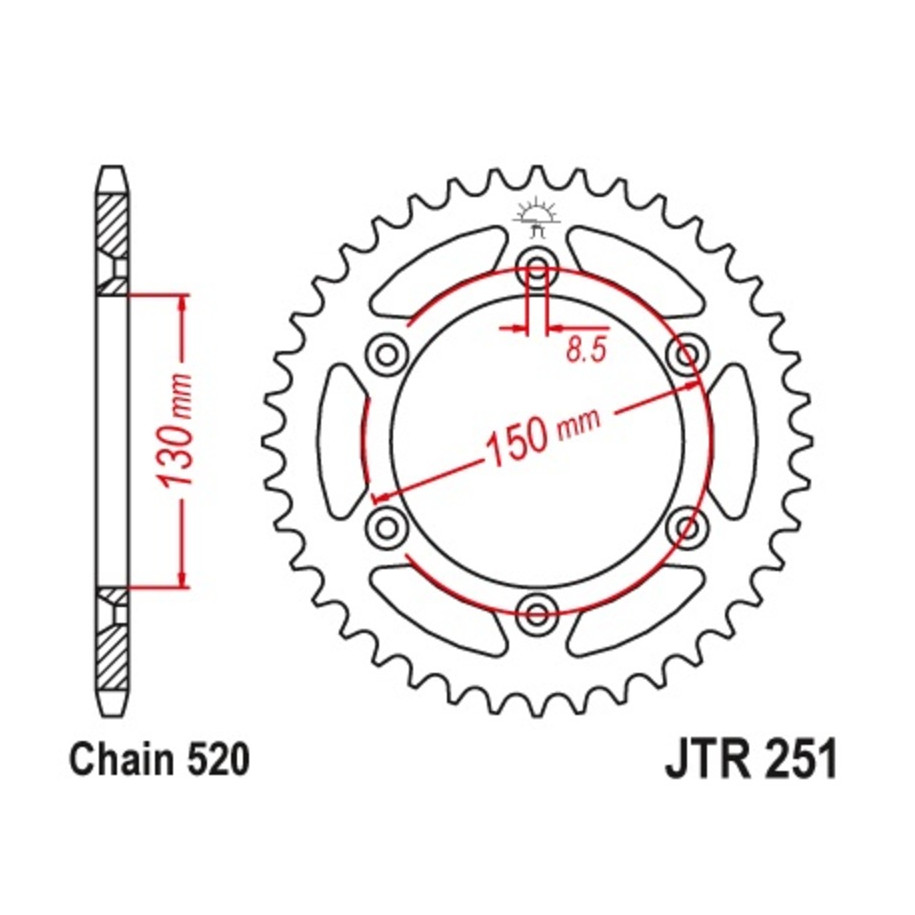 Couronne JT SPROCKETS acier anti-boue 251 - 520
