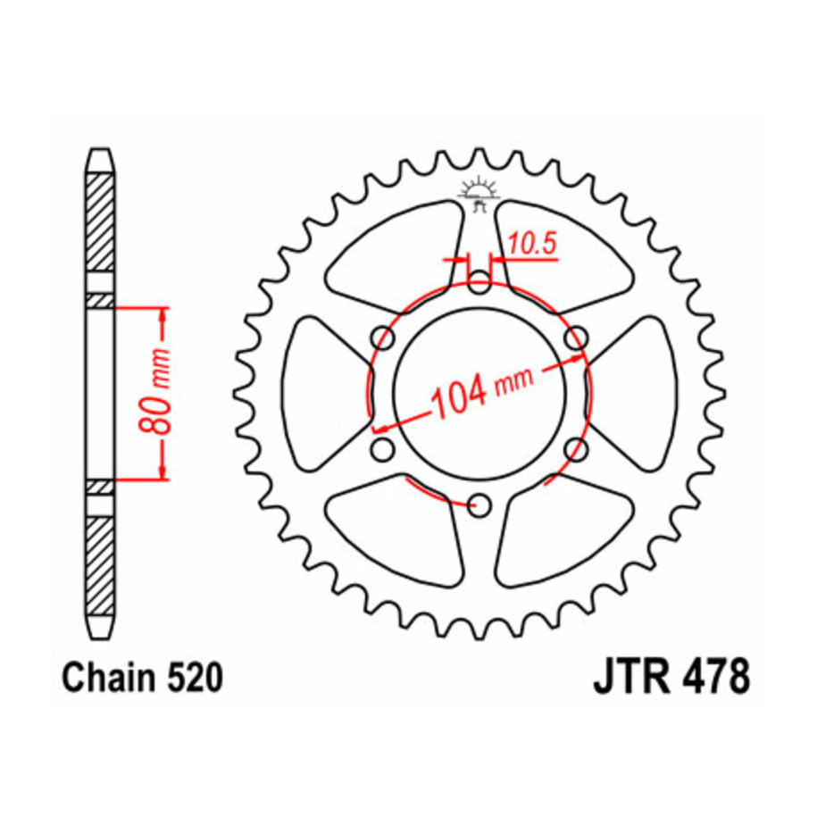 Couronne JT SPROCKETS acier standard 478 - 520