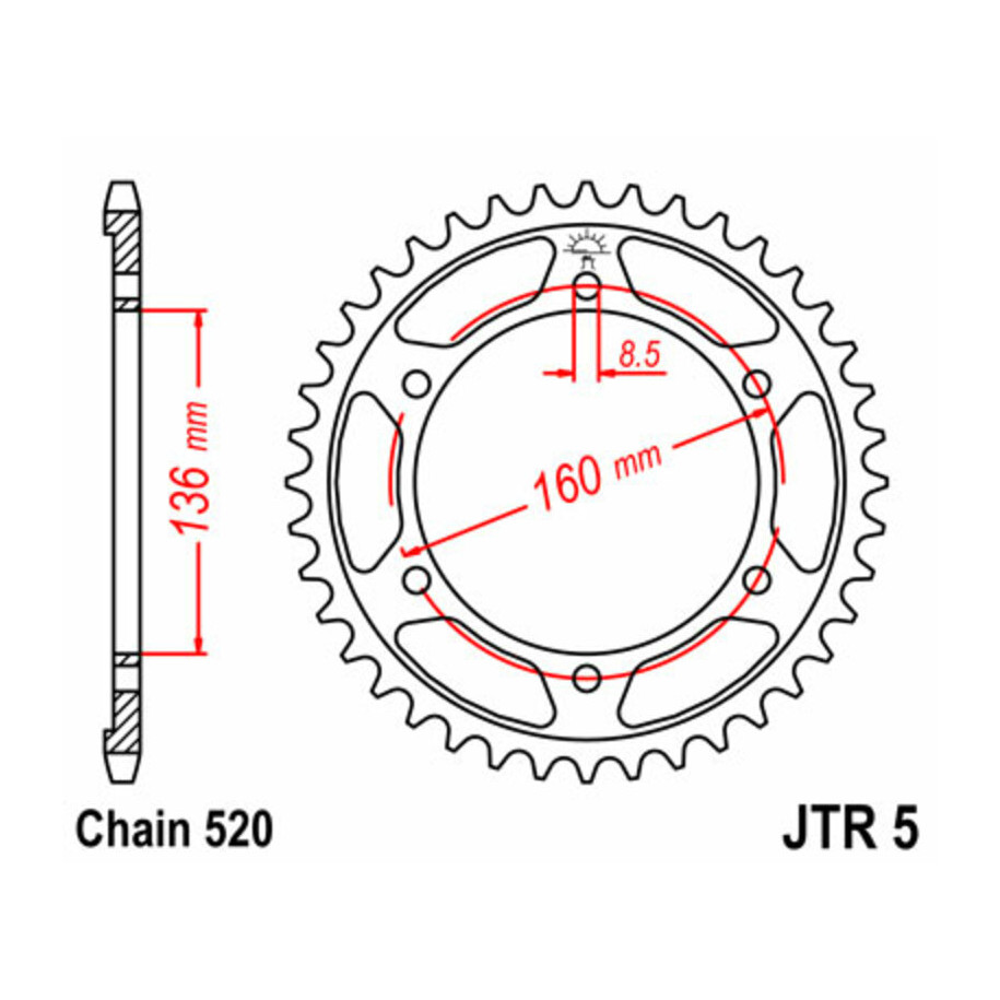 Couronne JT SPROCKETS acier standard 5 - 520