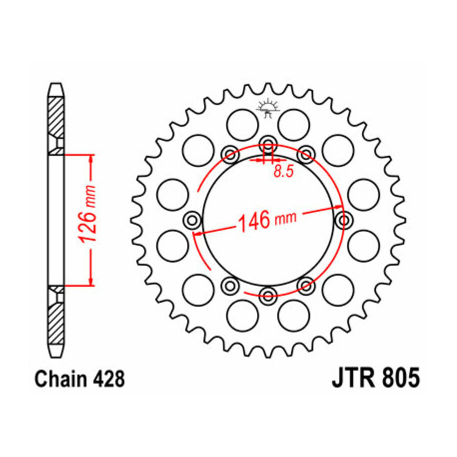 Couronne JT SPROCKETS acier standard 805 - 428