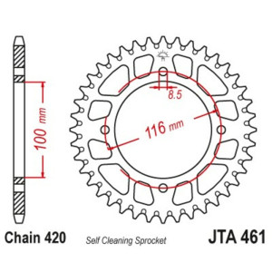 Couronne JT SPROCKETS aluminium ultra-light anti-boue 461 - 420